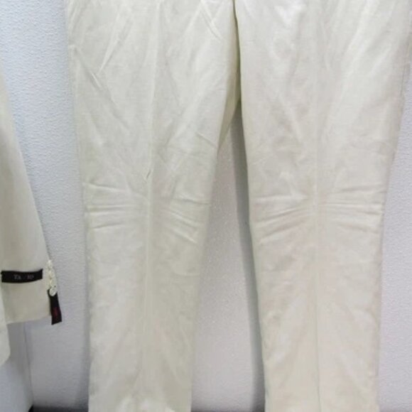 NEW TAZZIO Mens Smooth Twill Suit Jacket and Pant Set Size 46 Slim Ivory - Picture 10 of 12
